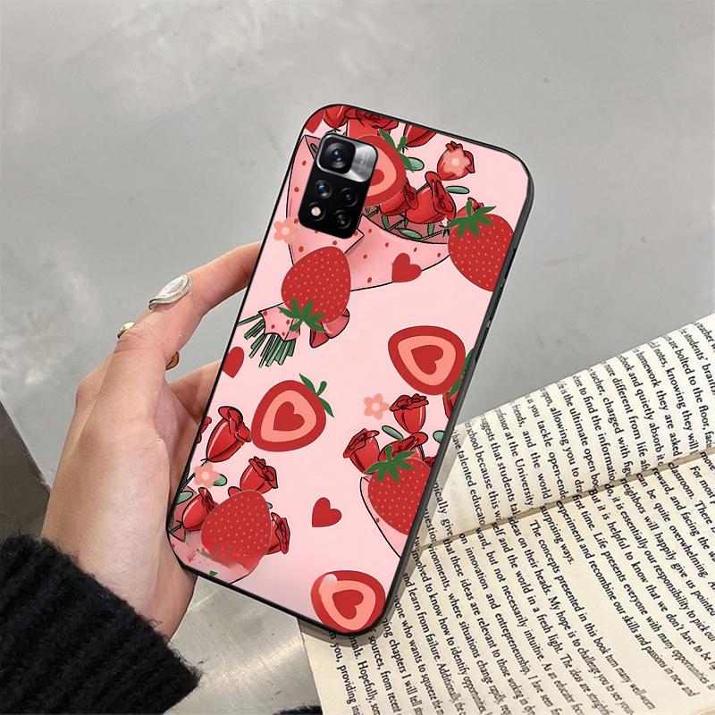 Phone Case For Xiaomi Poco C71 15T 14T Pro Redmi Note 15 14 14 13 Pro Redmi A5 15C 13C Strawberry Cat Cartoon