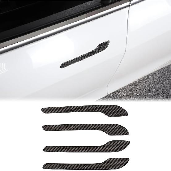 Aunginsy Door Window Center Pillar Post Trim Compatible with 2016-2022 Tesla Model Y Soft Carbon Fiber Outer Side Door Window C Pillar Panel Exterior Door Handle Pane
