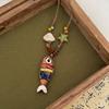 Vintage Ceramic Fish Necklace Tassel Bohemian Style Choker Antique Ethnic Style Necklace  Party