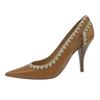 Sergio Rossi Leather pointed toe heel pumps for women, brown, size 37 1/2 shoes 37.5 BrownUsed
