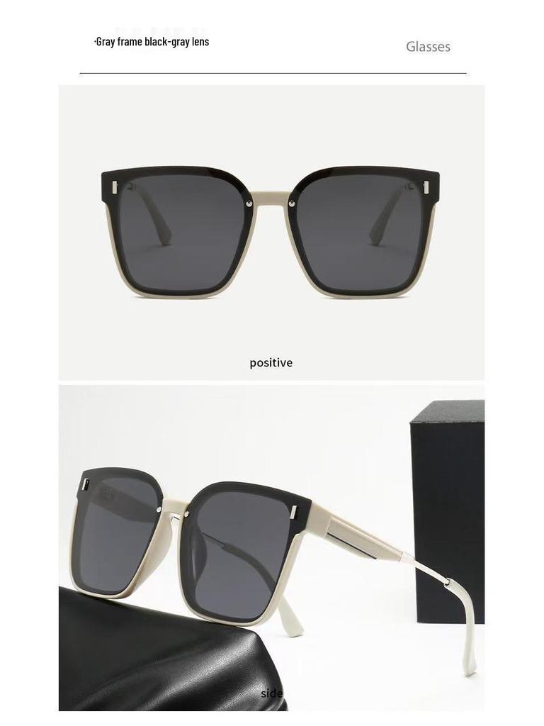 2025 Women's Square Black Polarized Sunglasses, Summer UV Protection, Slimming Design for Round Faces