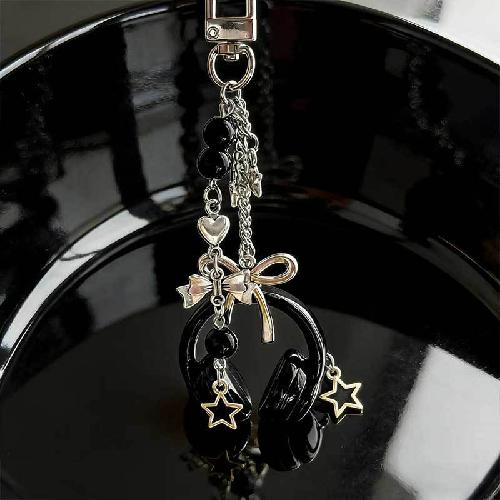 Portachiavi Creativi Cuffiette Piccole Colore Argento Portachiavi Cuffiette Ciondolo Carino per Cellulare per Donna