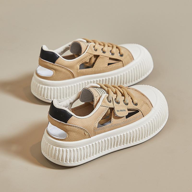 

Новые летние дышащие белые туфли для женщин, повседневные туфли на толстой подошве, универсальные туфли из бисквита 35