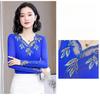 Elegant Lace Long Sleeve Top Women Spring Autumn Slim Fit Sheer Mesh Blouse Fashion Inner Wear