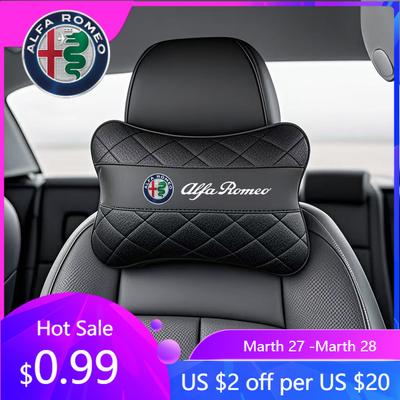 For Car Memory Foam Neck Pillow Protection Lumbar Backrest Cushion For Alfa Romeo Giulia Stelvio MiTo Giulietta Tonal
