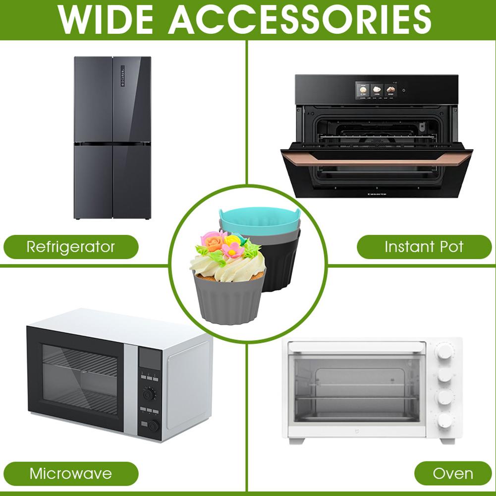 3/6/9pcs Air Fryer Silicone Basket Silicone Mold Air Fryer Egg Poacher Silicone Cupcake Baking Cups Ramekins For Air Fryer Ovens