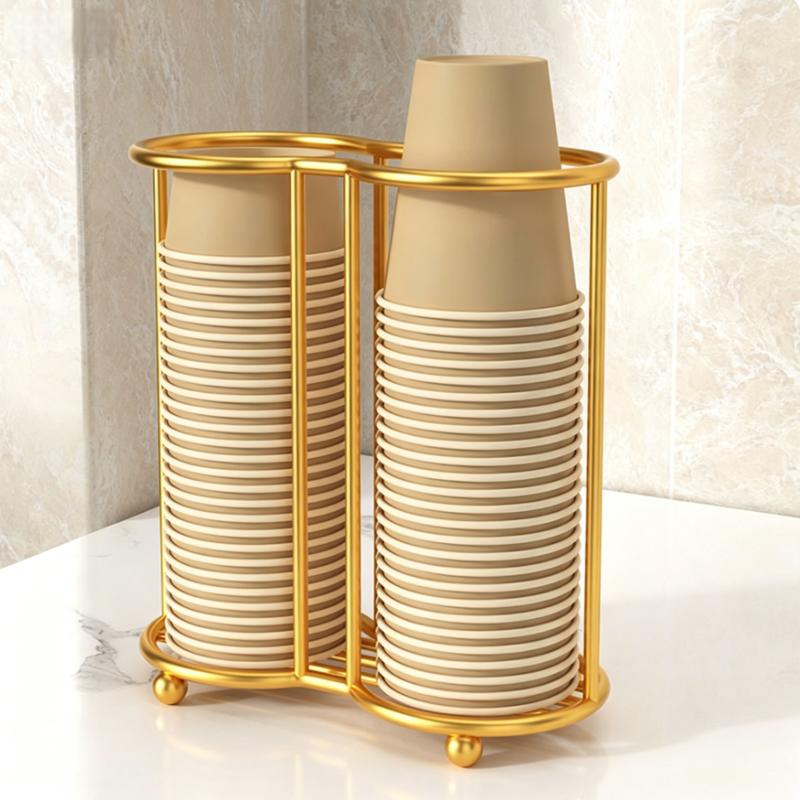 Portabicchieri di Carta Usa e Getta a Doppia Fessura, Dispenser Metallico per Tazze da Caffè, Scaffale Organizer per Bicchieri da Banco per Casa e Ufficio