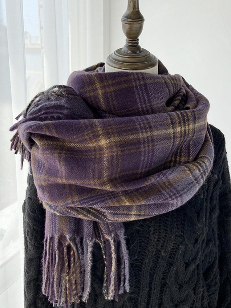 Autumn Winter Women Knitted Scarf Headscarf Lady Men Casual Preppy Rainbow Plaid Tassel Scarve Mujer Male Wrap Shawl New Korean