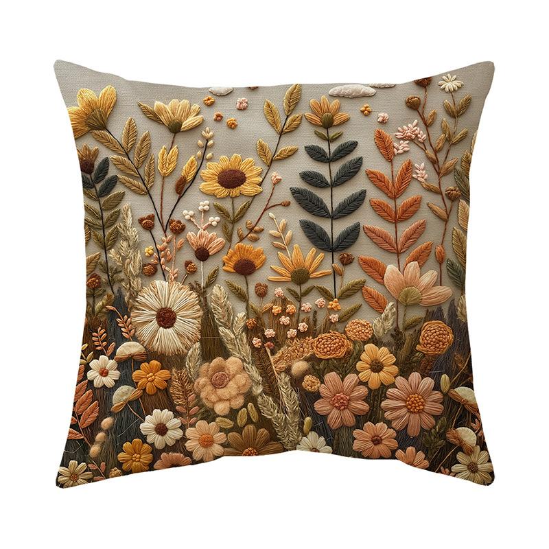 Retro Flower Pillow Cover Bohemian Style Home Living Room Sofa Cushion Cover Cushion