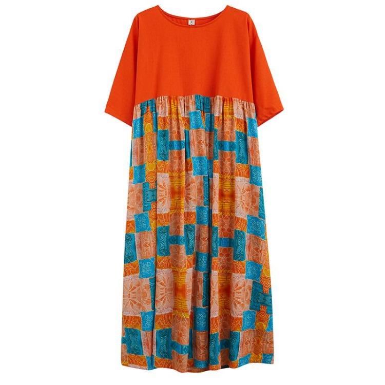 Damen Übergröße Sommer Baumwolle Locker Langes Kleid