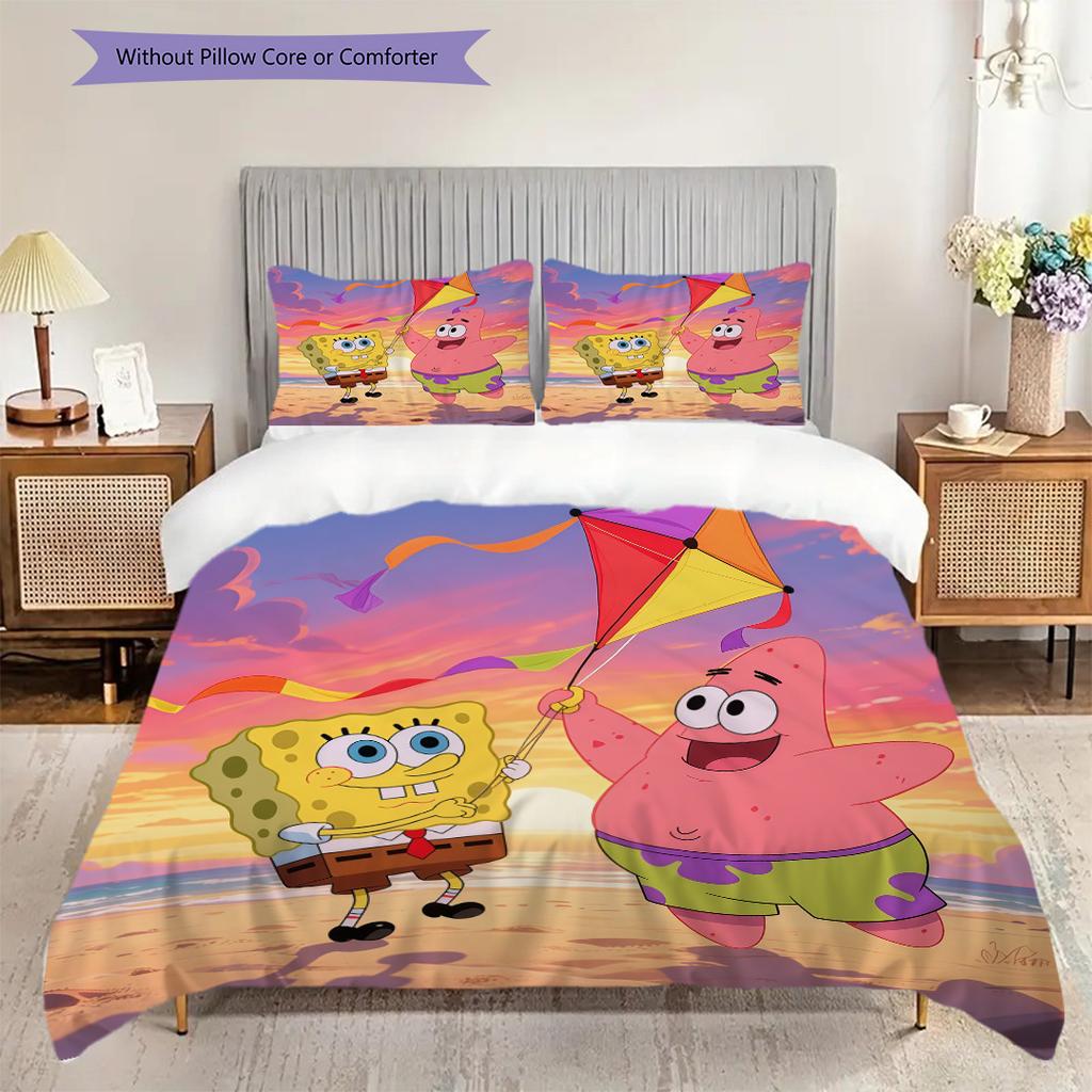Spongebob Patrick Kite Threepiece Set 1 Duvet Cover 2 Pillowcase Without Core Soft And Comfortable Christmas Birthday Gift