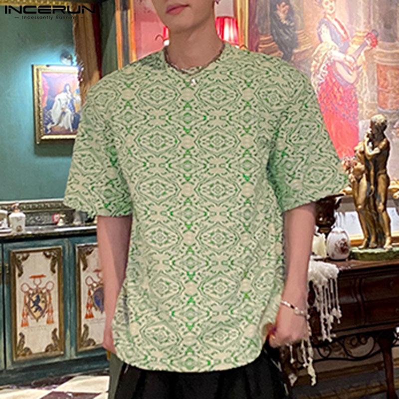 

INCERUN Летние зеленые мужские топы с принтом