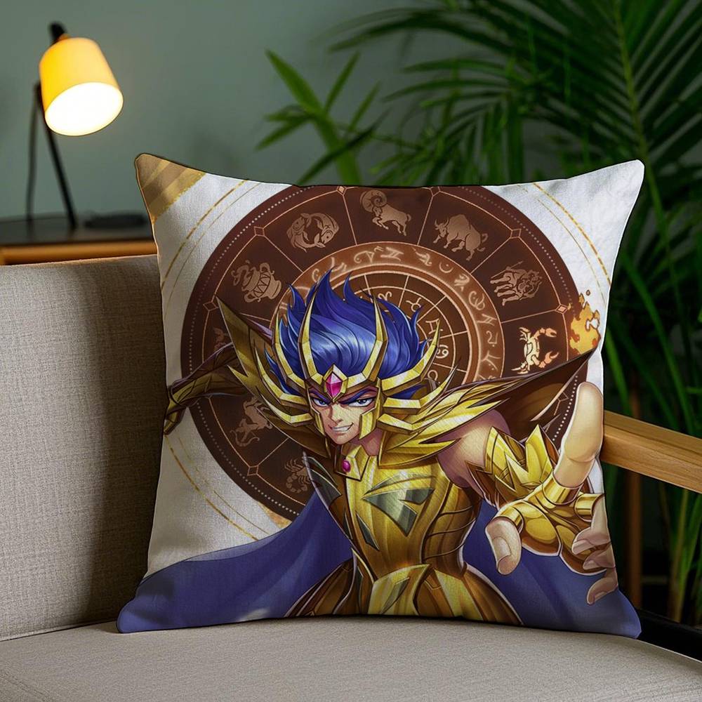 Animation 12 Gold S-Saint S-Seiya Pillow Case Home Dorm Chair Back Short Plush Double-sided Printing Office Cushion Cover