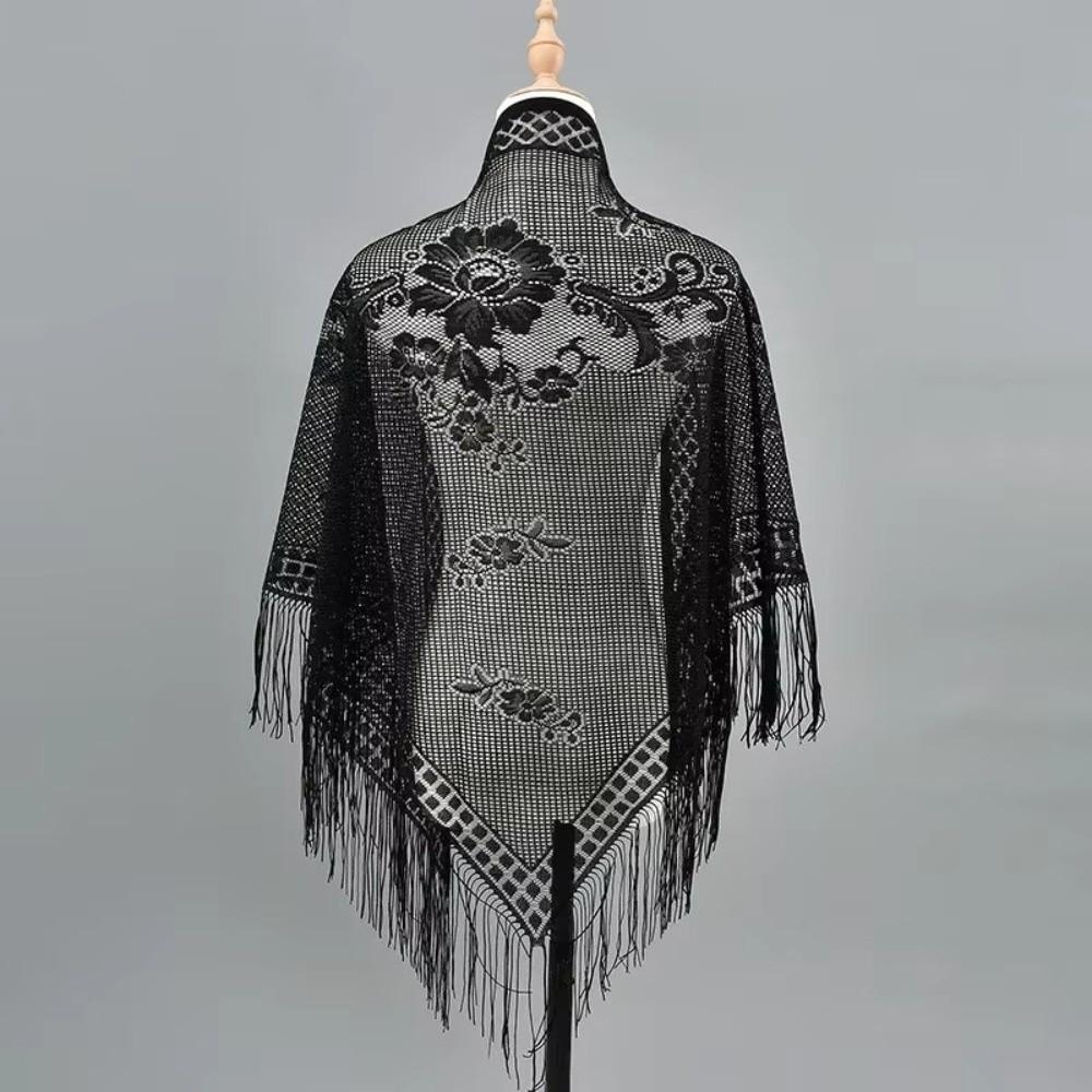 Solid Color Lace Scarf Elegant Triangle Scarf Trendy Women Neckerchief  Women Accessories