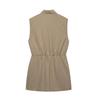 2025 Spring/Summer Women's Slim Fit Sleeveless Lapel Dress with Pocket Detail