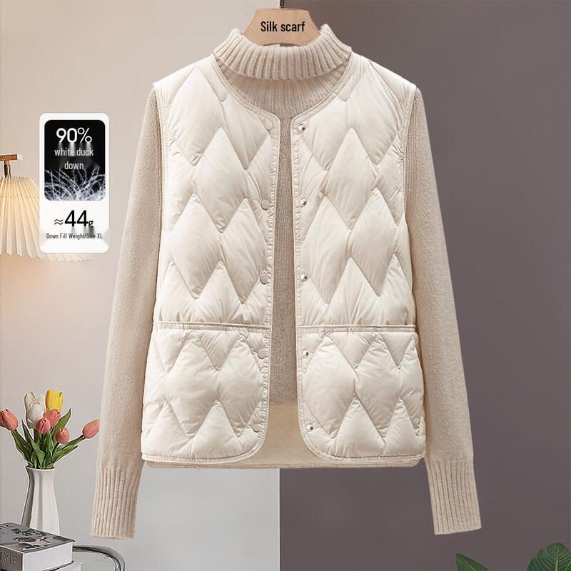 

Silbaixuan Women s Loose Fit Round Neck Down Vest M