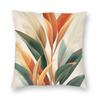Boho Leaves Orange Green Square Pillowcase Polyester Linen Velvet Pattern Zip Decor Bed Cushion Cover