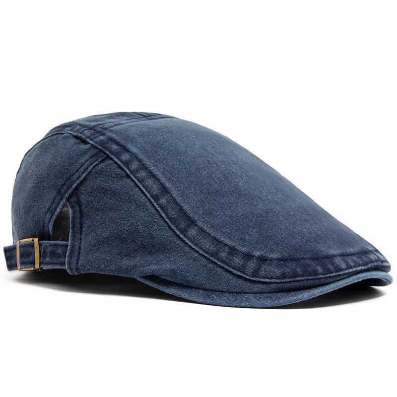 Vintage Distressed Cotton Newsboy Beret - Unisex Spring/Summer Casual Duckbill Cap