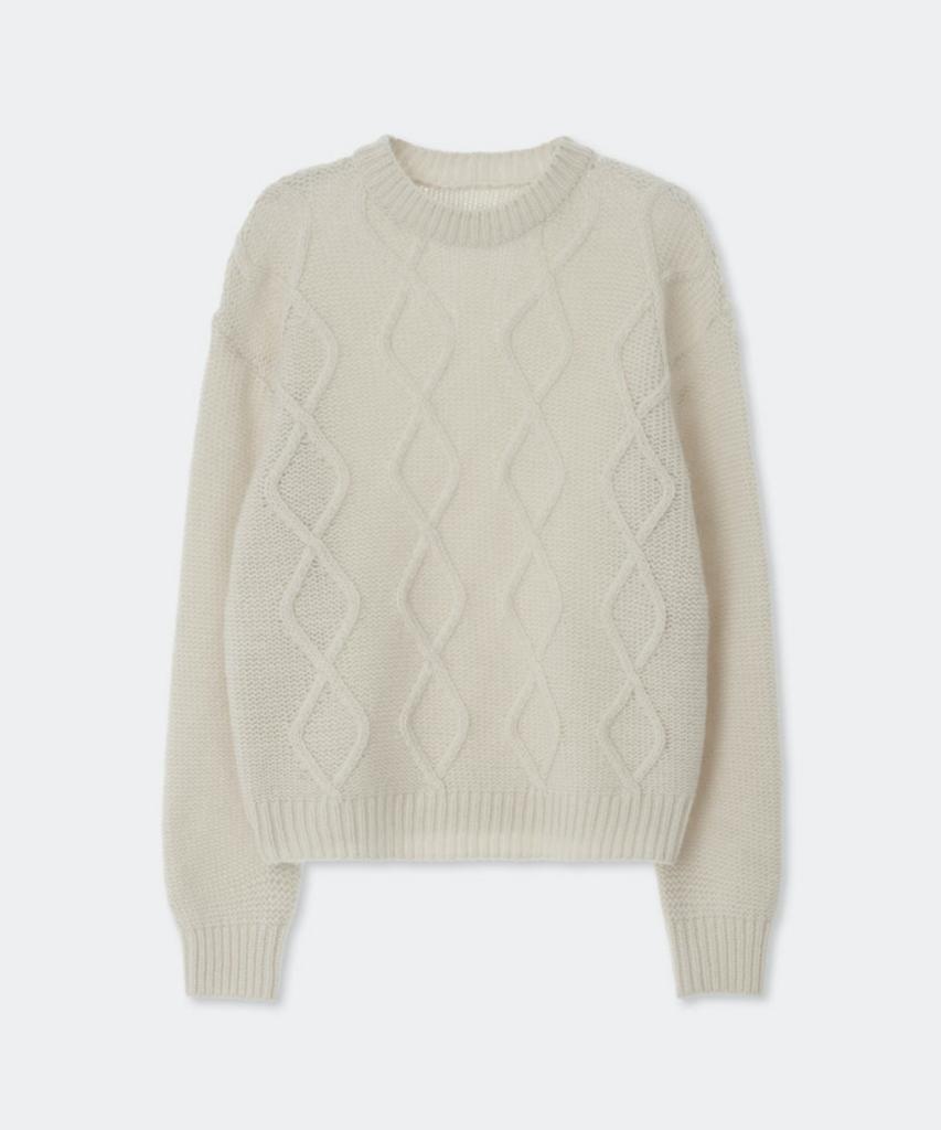 KINETO Women'S Mohair Fisherman Sweater_Cream