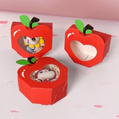 10 st Äpple Fönster Godisaskar Hjärta Fönster Presentask Mini Röd Snacks Sött Papper Hållare För Skola Födelsedag Bröllop Fest Gåva