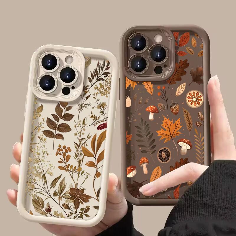 Herbstblätter Pilze Silikon Handyhülle Für Xiaomi Mi 15 14T 14 13T 13 12 11 Lite 4G NE Poco X6 X5 X3 F5 F6 M6 X7 Pro Hülle