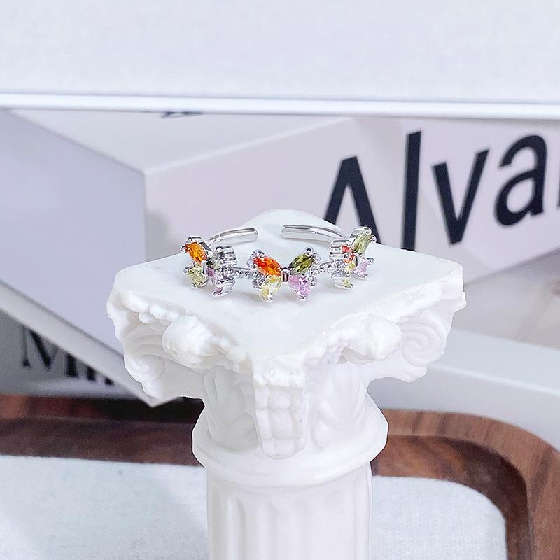 Sommerfarbe Dopamin Zirkon Exquisiter Schmetterling Offener Ring Licht Luxus Premium Nischendesign Ring