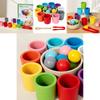Wooden Montessori Color Sorting Cups Educational Toy For Childrens Cognitive Development
