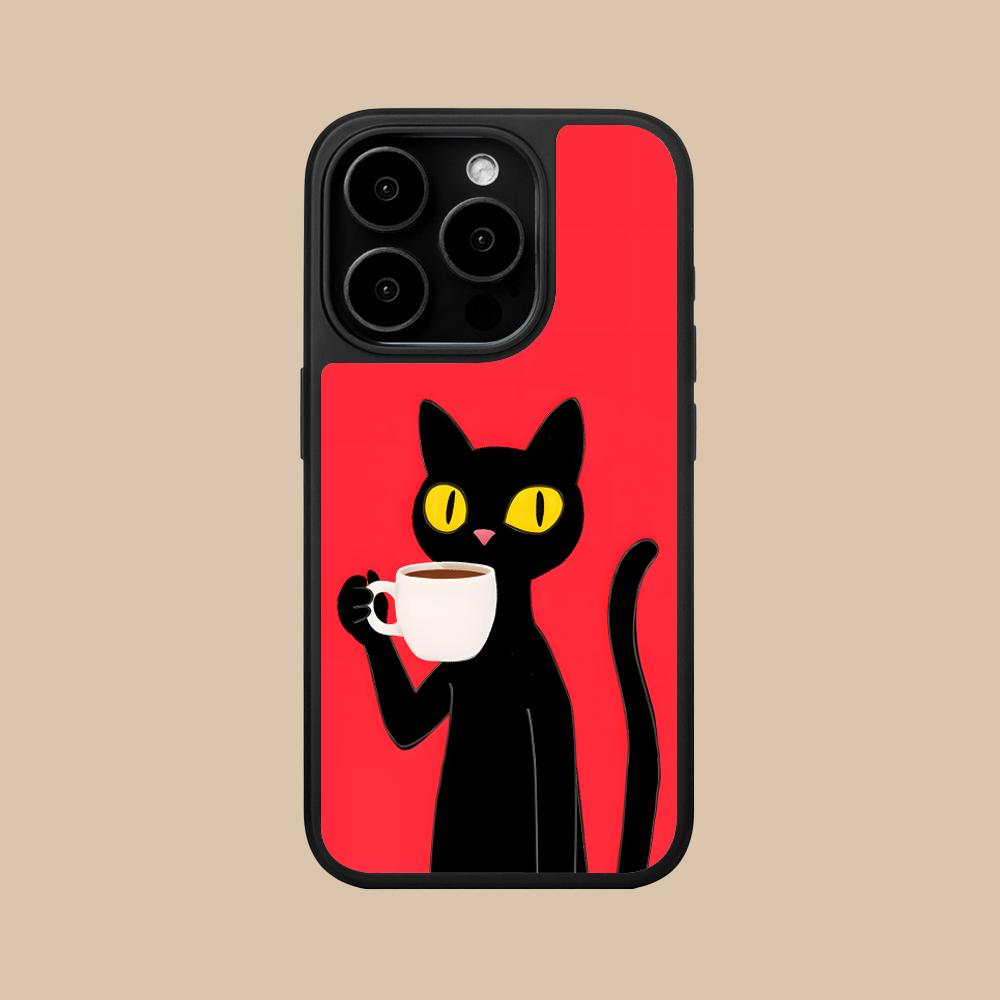 

Cute Coffee Cat Matte Surface Mobile Phone Case for iPhone 17 16 15 14 13 12 11 Air Pro Max Plus Colorful Cover iPhone 11