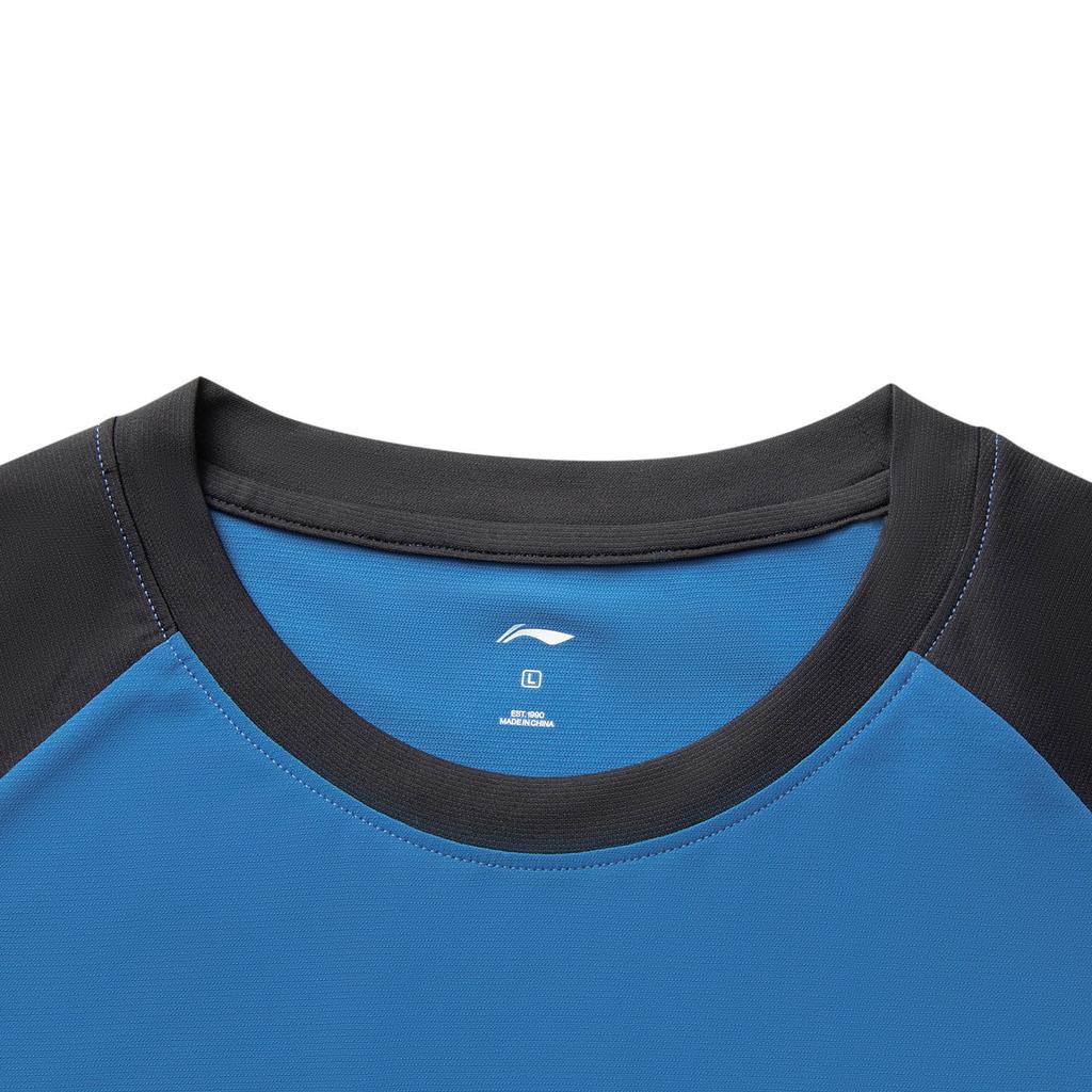 Li-Ning Comfortable Breathable Casual Round Neck Short Sleeve T-Shirt Men Tops Deep-Water-Blue ATSV279-3