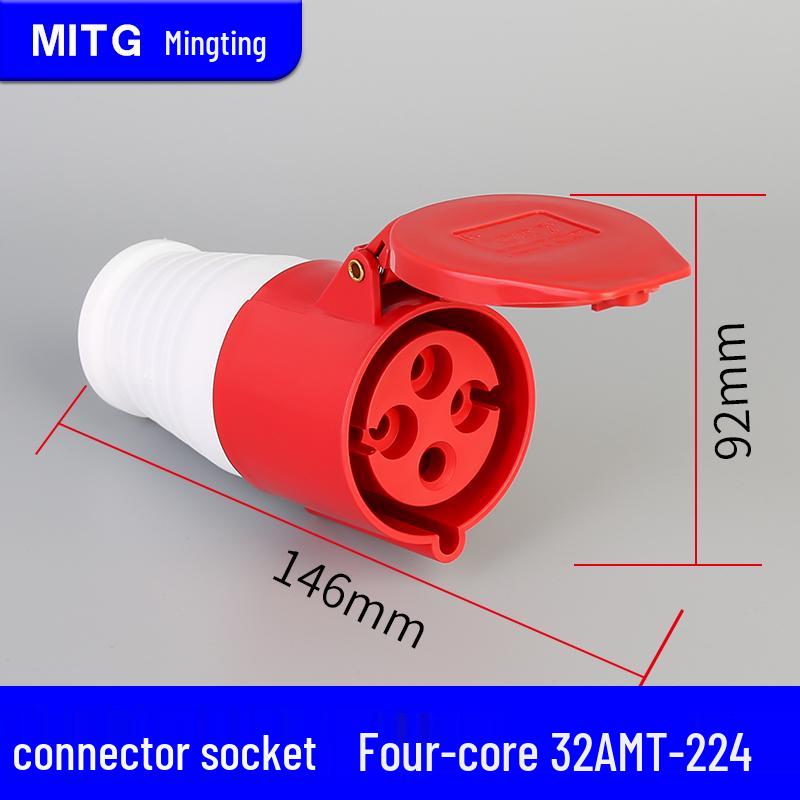 Waterproof Industrial Aviation Plug Socket: 16/32A Three-Phase Connector, 3-5 Pin, Recessed/Surface Mount Options