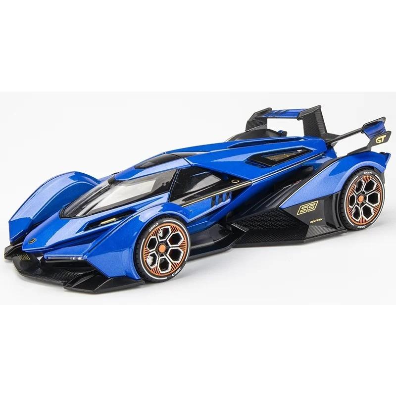 1/24 Lambo V12 GT Metal Vehicle Alloy Sport Car Diecast Car Model Sound and Light Toy Computer Desktop Ornament Collection Gift
