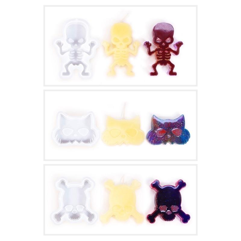 6/8Pcs Halloween Themed Silicone Candle Moulds for Epoxy Resin, Christmas Theme Silicone Candle Molds for Candle, Soap