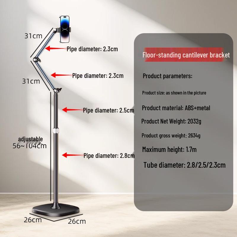 

Multi-Functional Mobile Phone Holder: Perfect for Live Streaming, Shooting, Drama Watching, and Photos with Floor Stand