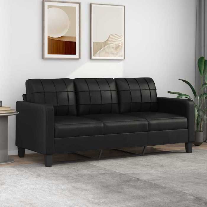 VidaXL Canapé à 3 places Noir 180 cm Similicuir, canapé, canapé de salon, canapé à trois places, canapé rembourré, sièges de 359122