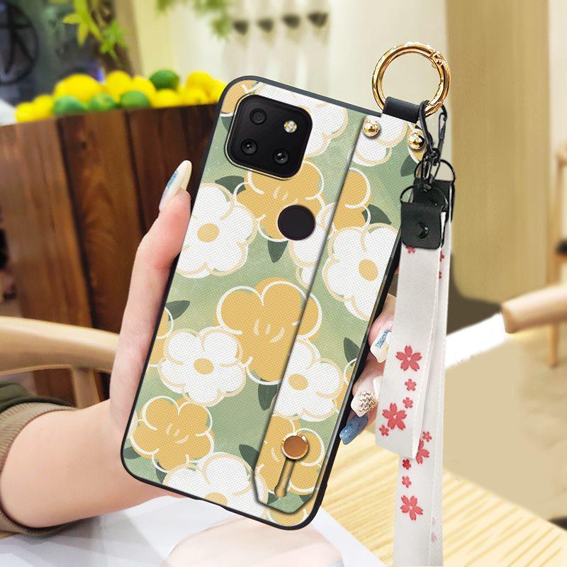 Back Cover Wrist Strap Phone Case For TCL T-Mobile Revvl 5G Phone Holder Flower Soft case Waterproof Ring Lanyard