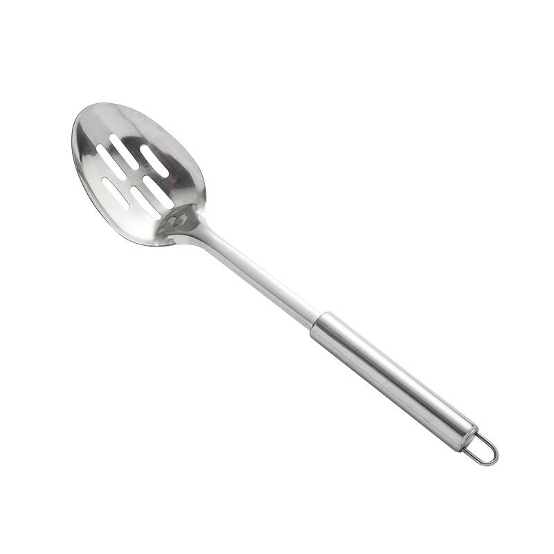 Juego de utensilios de cocina de acero inoxidable engrosado: Espátula, pala de cocina, colador y cuchara sopera