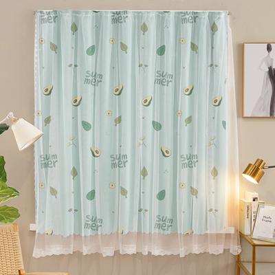 1 Pc Easy To Stall No Drill Double Layer Curtain Self-adhesive with Rope Bedroom Curtains Cartoon Pattern Window Drapes Girl