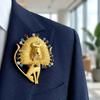 Vintage Lion Rhinestone Brooch Irregular Suit Accessories Banquet Clothes Metal Pin Male