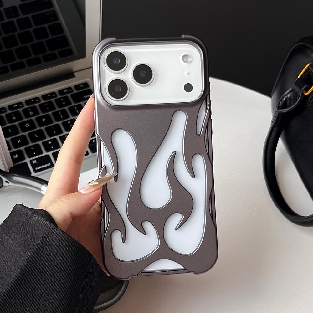 Orange Farbe 3D Hohlflamme Wärmeableitend Handyhülle Für iPhone 17 16 15 14 13 12 11 Pro Max Glitzer Weich Stoßfest Abdeckung