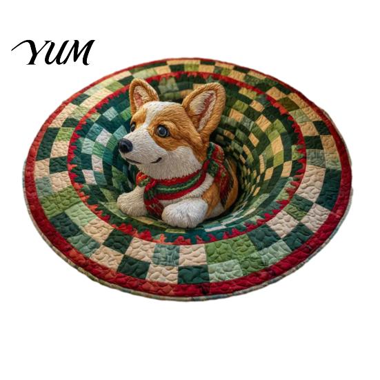 Thickened Cozy Mat Round Christmas Rug, 39" Imitation Cashmere Santa Snowflake Pattern, Holiday Party Floor Covering Area Rug for Home Living