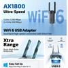 1800Mbps WiFi 6 AX1800 USB 3.0 Adapter Dual Band Network Card Antenna 2.4G/5Ghz Wireless USB Receiver Dongle Network Wi-Fi 6 For Laptop Win10/11