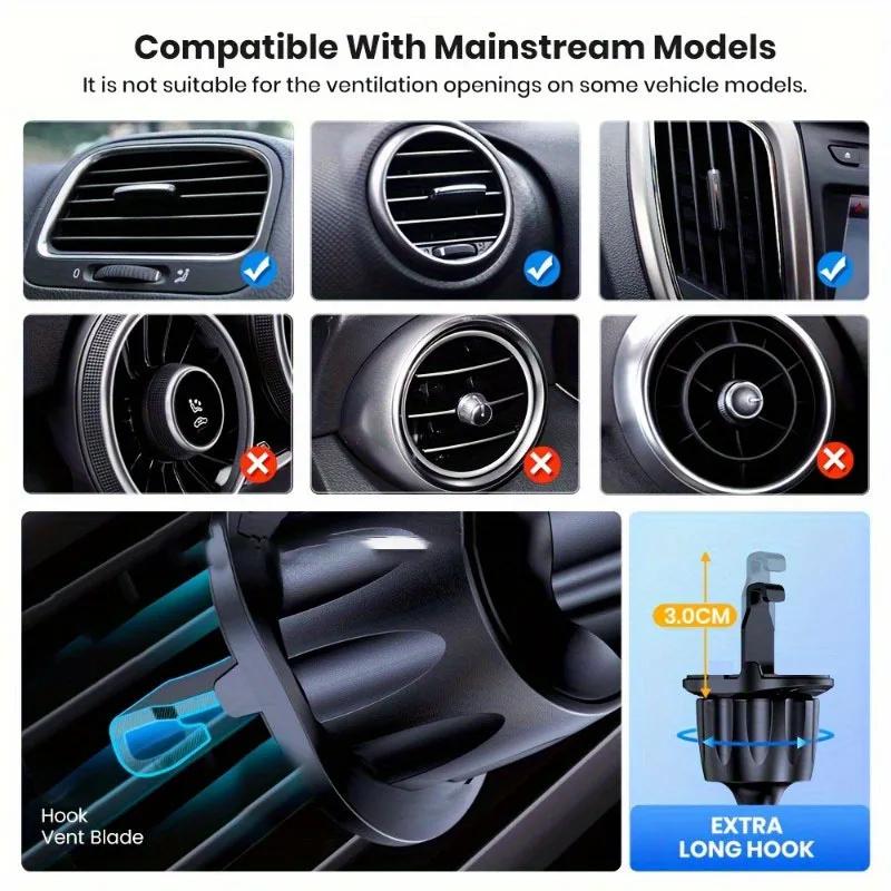 360° Rotating Car Air Vent Phone Holder – Universal Hook Clip Mount with Anti-Slip Grip for iPhone/Samsung/GPS