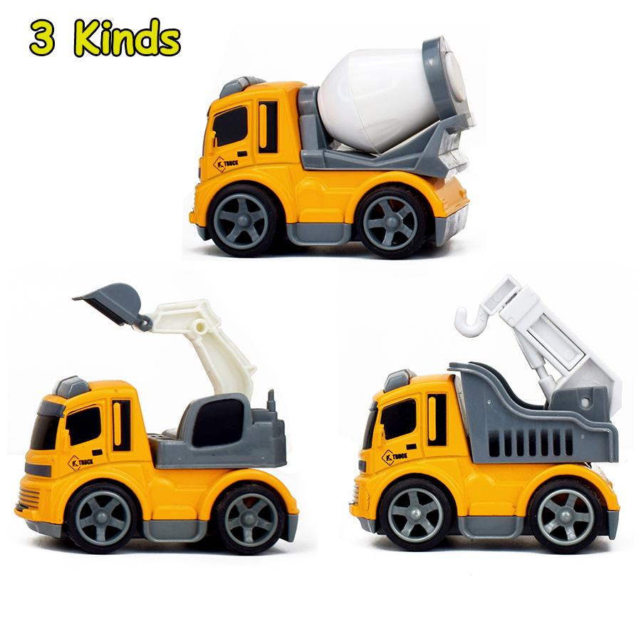 3 Kinds Inertial Engineering Vehicles Mini Model Toy Diecast Alloy Excavator Crane Bulldozer Pull Back for Boy Toys Gift for Kid