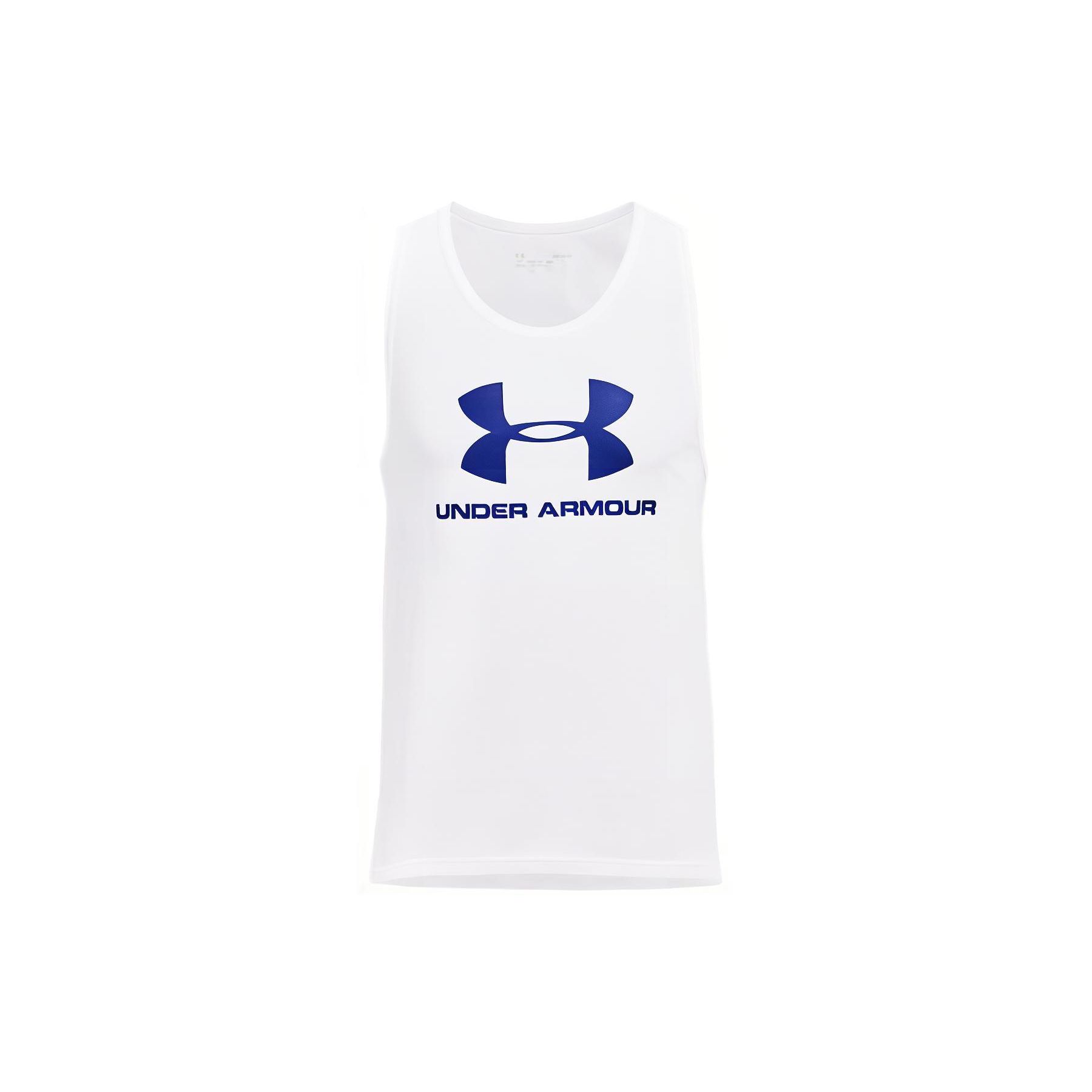 Under Armour Sportstyle Logo Print Loose Dry Training Tank Top Men tops White 1329589-102 XL