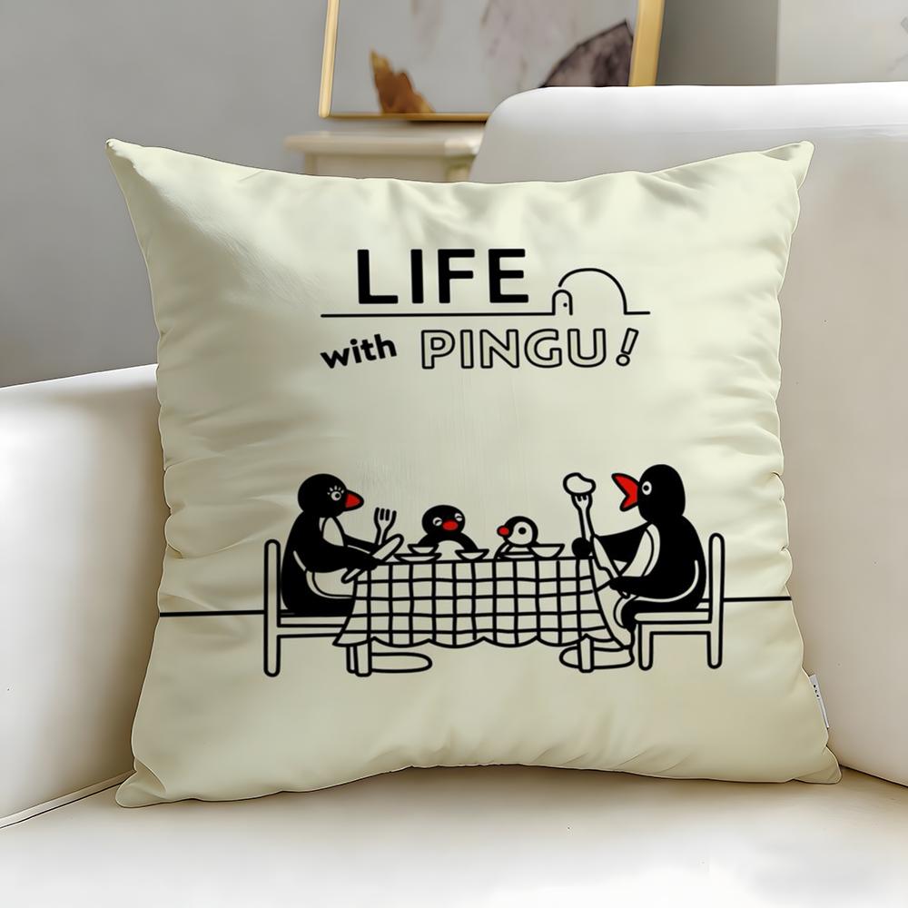 classic cartoon Pingu Cushion Cover Soft & Easy-Wash Pillow Case – Versatile for Couch, Bed, Travel and Office