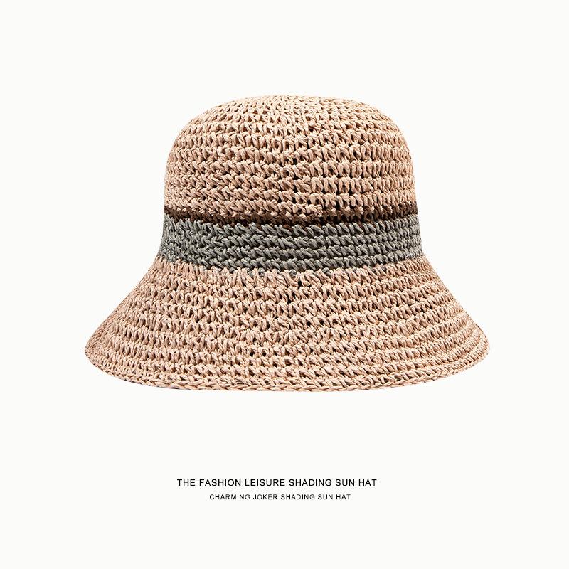 Japanese-style wide-brimmed straw hat for summer, beach fashion, vacation sun hat, handmade versatile fisherman hat, sun protection bucket hat for