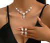 Conjunto Brincos Colar Casamento Prata Zircônias Cristais Elegante B30