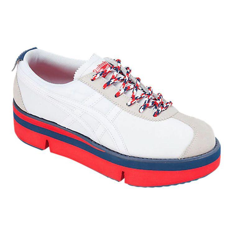 Onitsuka Tiger Pokkuri Sneaker PF Red White Women's Low Top Leather Retro Lifestyle Platform Sneakers 1182A127-101