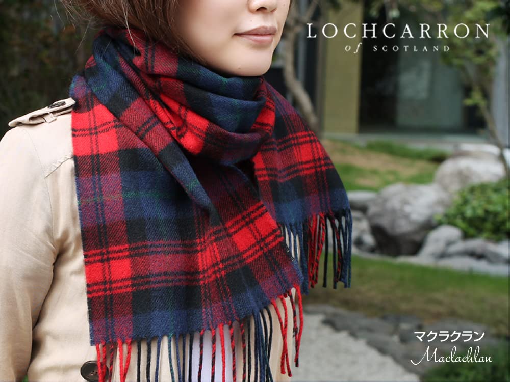 Lochcarron Lambswool Tartan Check Made In Favoured by the British Royal Family 100% Scarf, Scotland, (MacLachlan)