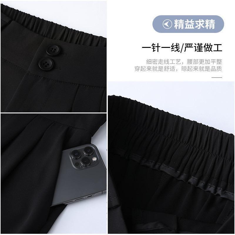 Black Suit Pants Women's Spring and Summer New Casual Small Narrow Version Thin Wide-leg Pants Advanced Drape